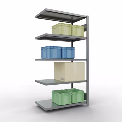 Scaffali aggiuntivi, scaffali, sistema a innesto MULTIplus330, 2000 x 1000 x 600 mm (AxLxP), 5 ripiani, barre longitudinali, zincato della marca Schulte Lagertechnik dalla gamma di prodotti dei sistemi a innesto