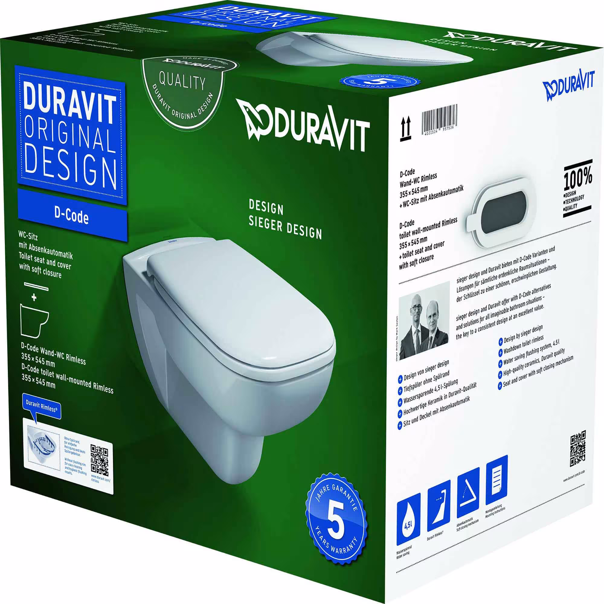 WC suspendus et sur pied DURAVIT design "D-Code", WC/WC, réf. 7316373