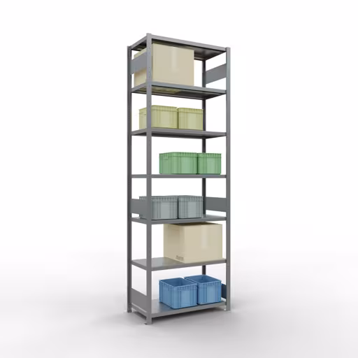 Immagine del prodotto n. 15 dell'articolo scaffale base, scaffale, sistema a innesto MULTIplus330, 3000 x 1000 x 500 mm (AxLxP), 7 ripiani, barre longitudinali, zincato Figura n. 15 dell'articolo scaffale base, scaffale, sistema a innesto MULTIplus330, 3000 x 1000 x 500 mm (AxLxP), 7 ripiani, barre longitudinali, zincato del gruppo di prodotti sistema a innesto della marca Schulte Lagertechnik