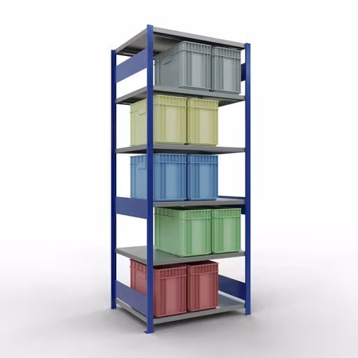 Figure n° 13 de l'article étagère de base, étagère, système enfichable MULTIplus250, 2500 x 1000 x 800 mm, 6 étagères, RAL 5010 bleu gentiane/galvanisé du groupe de produits système enfichable de Schulte Lagertechnik