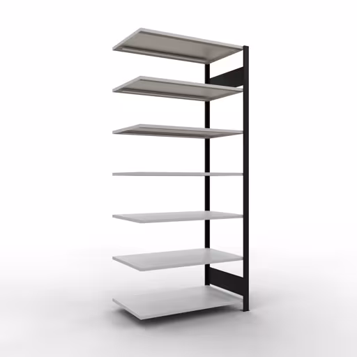 Scaffale aggiuntivo, scaffale per ufficio, sistema a innesto MULTIplus150, 2300 x 1000 x 600 mm (AxLxP), 7 ripiani, barre longitudinali, senza fermo centrale, nero/grigio chiaro di Schulte Lagertechnik Scaffale aggiuntivo, scaffale per ufficio, sistema a innesto MULTIplus150, 2300 x 1000 x 600 mm (AxLxP), 7 ripiani, barre longitudinali, senza fermo centrale, nero/grigio chiaro, sistema a innesto, articolo n. 36070-S