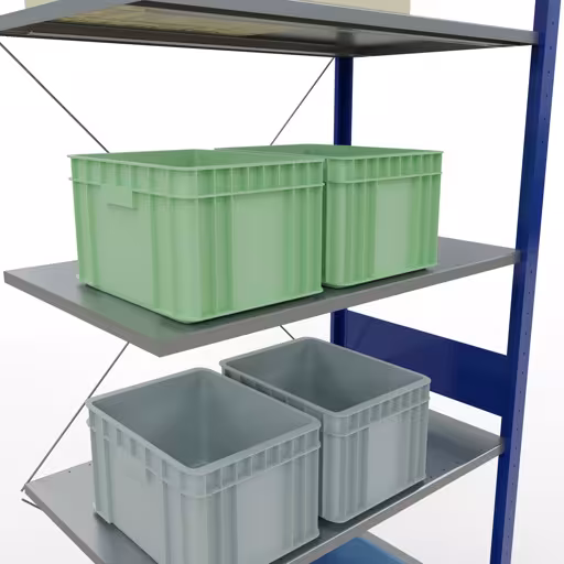 Rayonnage supplémentaire, étagère, système enfichable MULTIplus85, 3000 x 1000 x 600 mm, 7 étagères, traverse, RAL 5010 bleu gentiane de Schulte Lagertechnik de la catégorie des systèmes enfichables