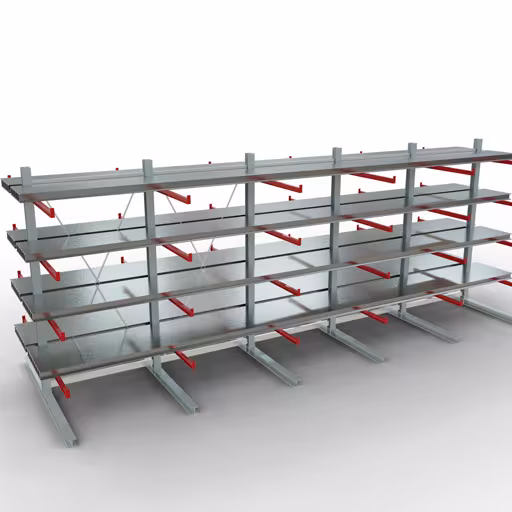 Figura n. 12 dell'articolo Scaffale completo K 6000, bifacciale, 3000 x 2x 7500 x 2x 1250 mm, RAL 7001 / RAL 3000, 5 livelli di stoccaggio del gruppo di prodotti scaffalature cantilever della marca Schulte Lagertechnik