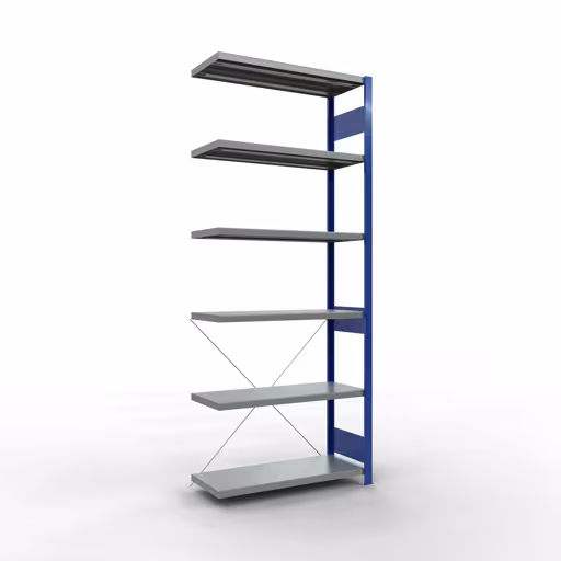 Figure n° 12 de l'article étagère complémentaire, étagère à étagères, système enfichable MULTIplus330, 2500 x 1000 x 400 mm, 6 étagères, RAL 5010 bleu gentiane/galvanisé du groupe de produits système enfichable de la marque Schulte Lagertechnik