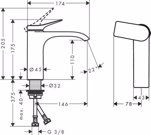 Hansgrohe miscelatore monocomando per lavabo 110 VIVENIS senza scarico cromo