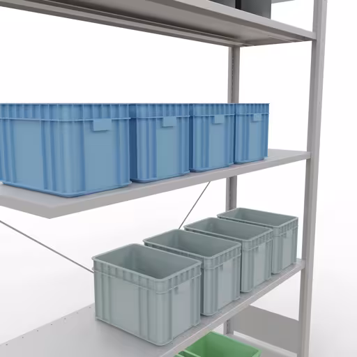 Une autre vue de l'article Etagère complémentaire système enfichable 2000x1300x400 mm, type 150 kg, gris clair Une autre vue de l'article Tablette supplémentaire pour système enfichable 2000x1300x400 mm, type 150 kg, gris clair de la catégorie Système enfichable