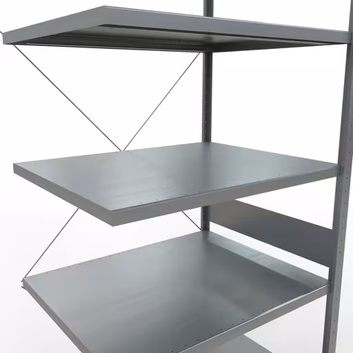 Image supplémentaire de l'article Rayonnage complémentaire, rayonnage à étagères, système enfichable MULTIplus250, 3000 x 1000 x 800 mm (HxLxP), 7 étagères, traverse, galvanisé Image supplémentaire de l'article Tablette supplémentaire, étagère, système enfichable MULTIplus250, 3000 x 1000 x 800 mm, 7 tablettes, galvanisé à partir de la tablette supplémentaire