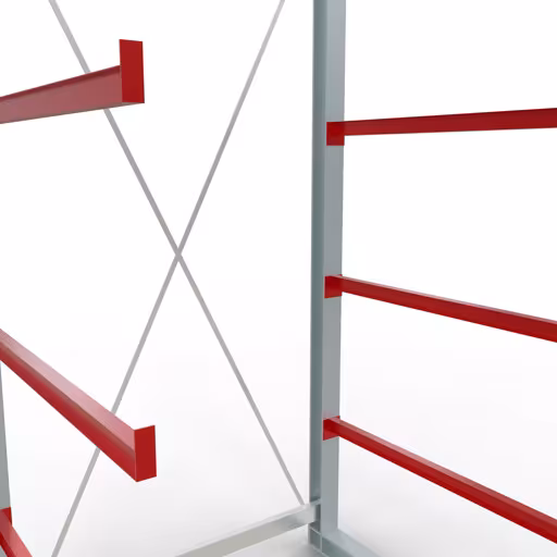 Scaffale completo K 6000, unilaterale, 3000 x 1500 x 1250 mm, RAL 7001 / RAL 3000, 5 livelli di stoccaggio di Schulte Lagertechnik della categoria scaffalature cantilever