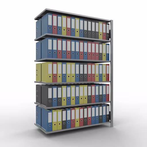 Figure n° 11 de l'article étagère complémentaire, étagère de bureau, système enfichable MULTIplus150, 2000 x 1300 x 600 mm, 6 étagères, galvanisées, avec butée centrale de la gamme d'étagères de bureau de Schulte Lagertechnik