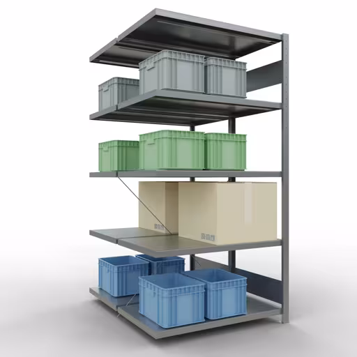 Image du produit n° 6 de l'article, , Système d'étagères MULTIplus250, 2000 x 1000 x (2x600) mm, 2x5 étagères, galvanisé de la gamme d'étagères pour étagères de la marque Schulte Lagertechnik