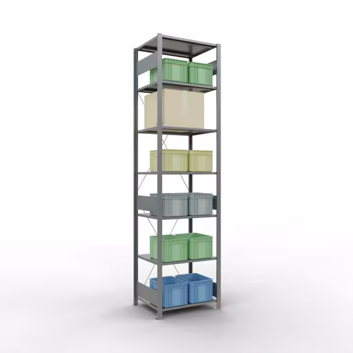 Immagine aggiuntiva dell'articolo Scaffale base, scaffale, sistema a innesto MULTIplus150, 3000 x 750 x 600 mm (AxLxP), 7 ripiani, traversa, zincato dal ripiano base