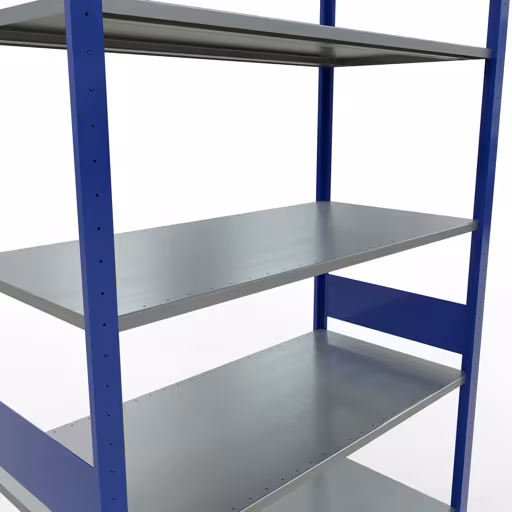 Étagère de base, étagère, système enfichable MULTIplus150, 3000 x 1300 x 600 mm, 7 étagères, RAL 5010 bleu gentiane/galvanisé de Schulte Lagertechnik avec le numéro d'article. 12762-130-LR-B