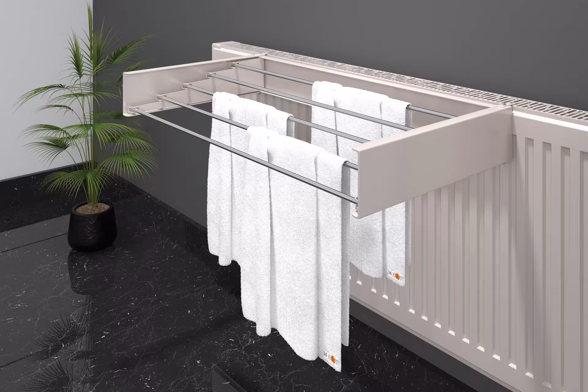 MERT Design Asciugatrice universale 740x90x20 mm, per radiatori, portasciugamani, articolo n. W-Supporto-BLE-74