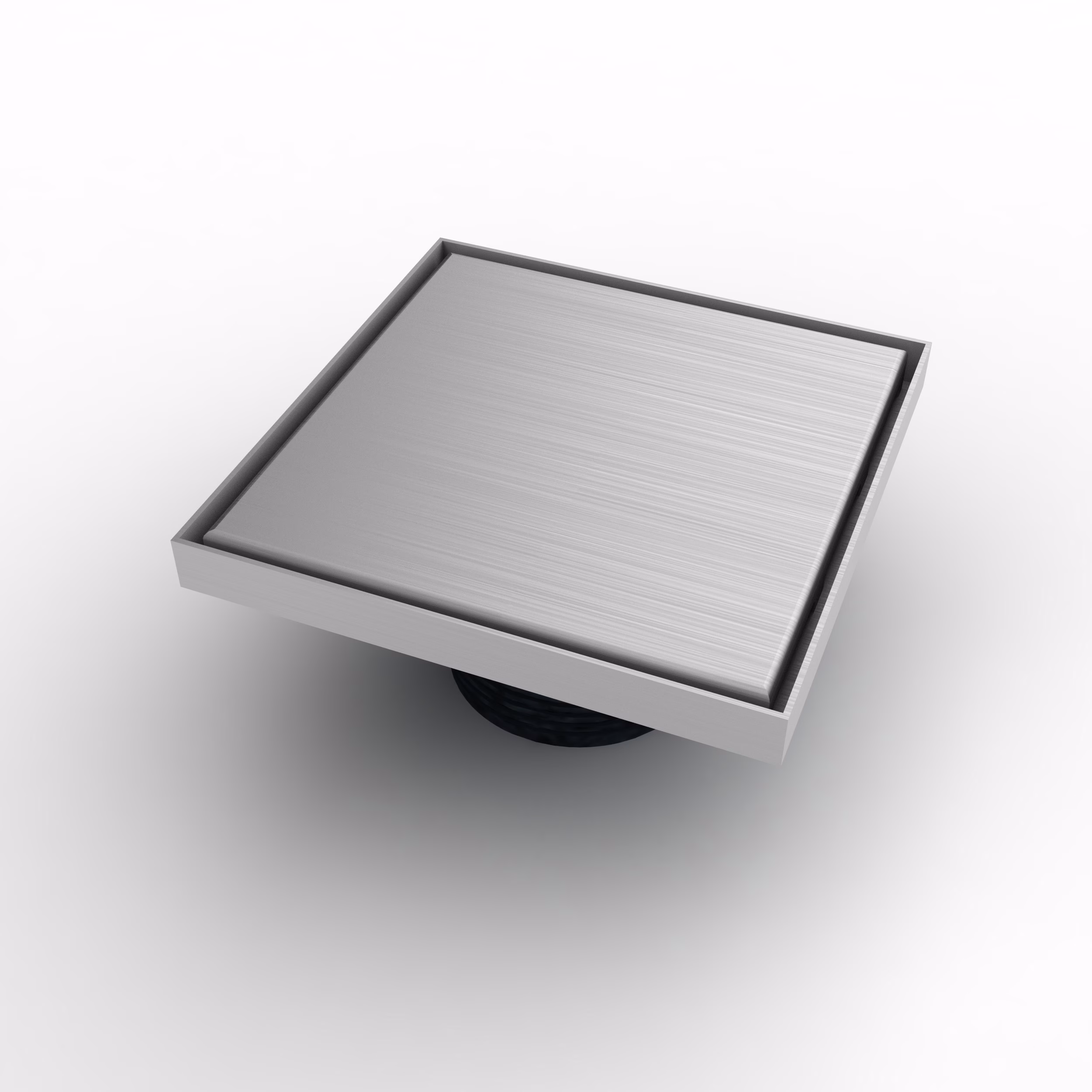 Scarico a pavimento MERT modello "EDEL" 20x20cm o 30x30cm, realizzato in acciaio inox di alta qualità, appartenente alla categoria degli scarichi a pavimento.