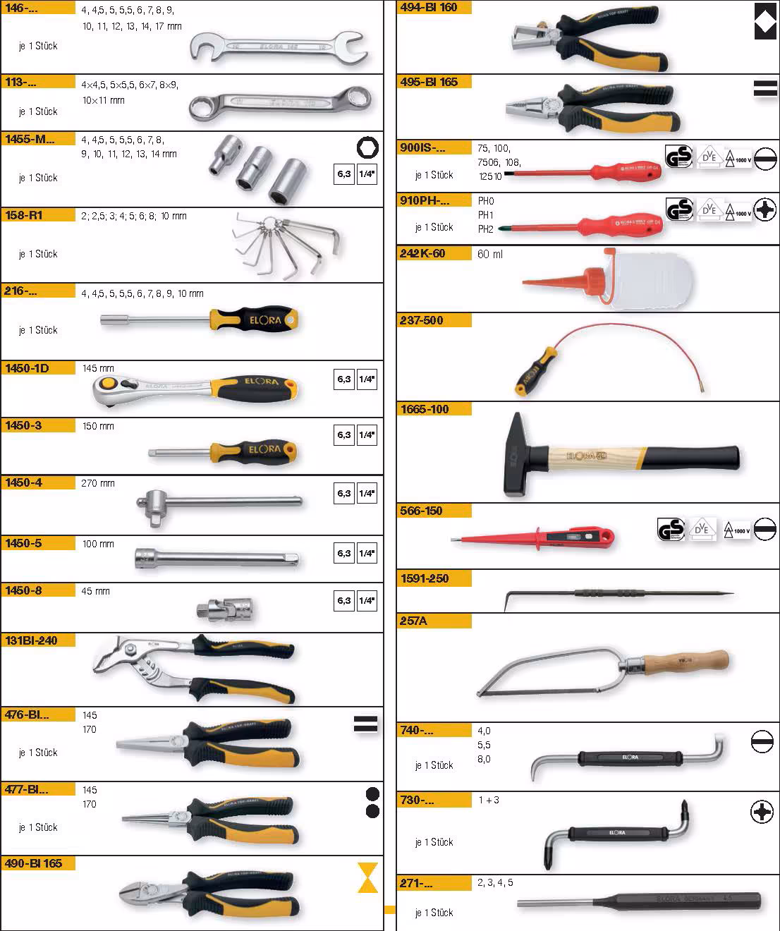 Assortiment d'outils 85 pièces, ELORA-WS-6M de la catégorie Systèmes d'organisation et dessertes d'atelier avec le numéro d'article : 0000500601000