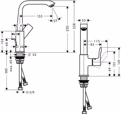 Hansgrohe METRIS 230 miscelatore monocomando per lavabo con diametro 15 mm con bocca girevole e scarico a scomparsa G 1 1/4 di pollice cromo