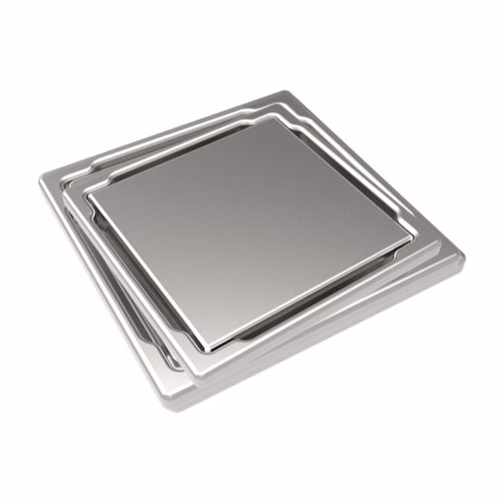 Siphon de sol plat Mert avec couvercle Acier inoxydable