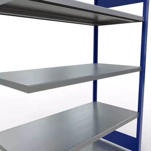 Anbauregal, Fachbodenregal Stecksystem MULTIplus250, 2000 x 1300 x 600 mm (HxBxT), 5 Fachböden, Längenriegel, RAL 5010 enzianblau/verzinkt von Schulte Lagertechnik mit der Artikelnr. 12965-130-LR-B