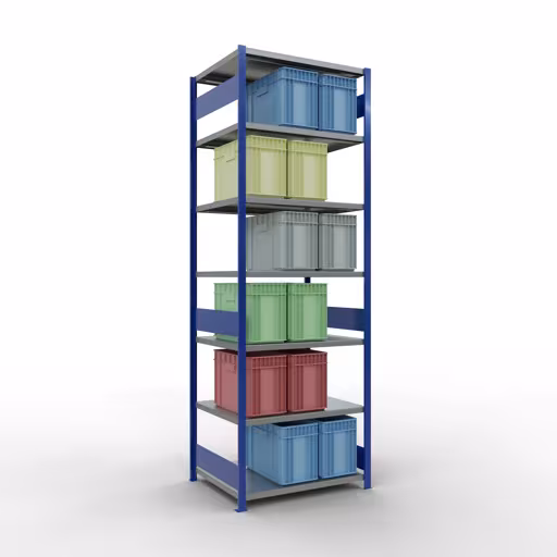 Image du produit n° 16 de l'article étagère de base, étagère, système enfichable MULTIplus330, 3000 x 1000 x 800 mm, 7 étagères, barres de longueur, RAL 5010 bleu gentiane/galvanisé Figure n° 16 de l'article étagère de base, étagère, système enfichable MULTIplus330, 3000 x 1000 x 800 mm, 7 étagères, RAL 5010 bleu gentiane/galvanisé du groupe de produits système enfichable de Schulte Lagertechnik