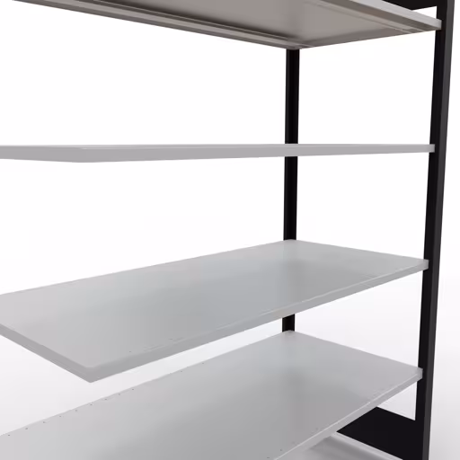 Figure n° 9 de l'article, étagère de bureau, système enfichable MULTIplus150, 2000 x 1300 x 600 mm, 6 étagères, barres de longueur, noir/gris clair du groupe de produits étagères de bureau de la marque Schulte Lagertechnik
