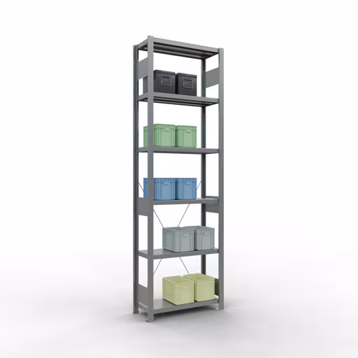 Image du produit n° 6 de l'article Étagère de base, système d'étagères enfichables MULTIplus250, 2500 x 750 x 300 mm, 6 étagères, galvanisées de la gamme de produits du système enfichable de la marque Schulte Lagertechnik