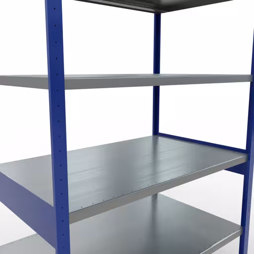 Image du produit n° 12 de l'article étagère de base, étagère, système enfichable MULTIplus250, 2500 x 1300 x 800 mm, 6 étagères, barre de longueur, RAL 5010 bleu gentiane/galvanisé Figure n° 12 de l'article étagère de base, étagère, système enfichable MULTIplus250, 2500 x 1300 x 800 mm, 6 étagères, RAL 5010 bleu gentiane/galvanisé du groupe de produits système enfichable de Schulte Lagertechnik