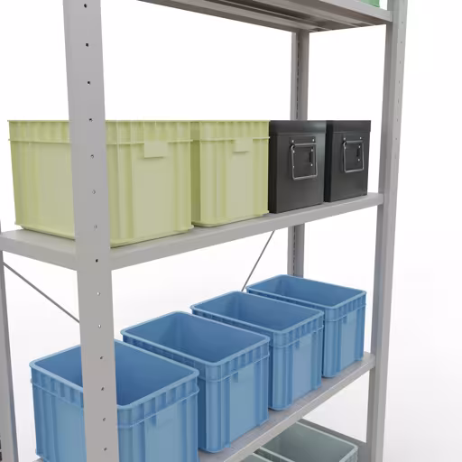Figure n° 16 de l'article étagère de base, système d'étagères enfichables MULTIplus85, 2000 x 1000 x 300 mm, 5 étagères, traverse, gris clair RAL 7035 du groupe de produits système enfichable de la marque Schulte Lagertechnik