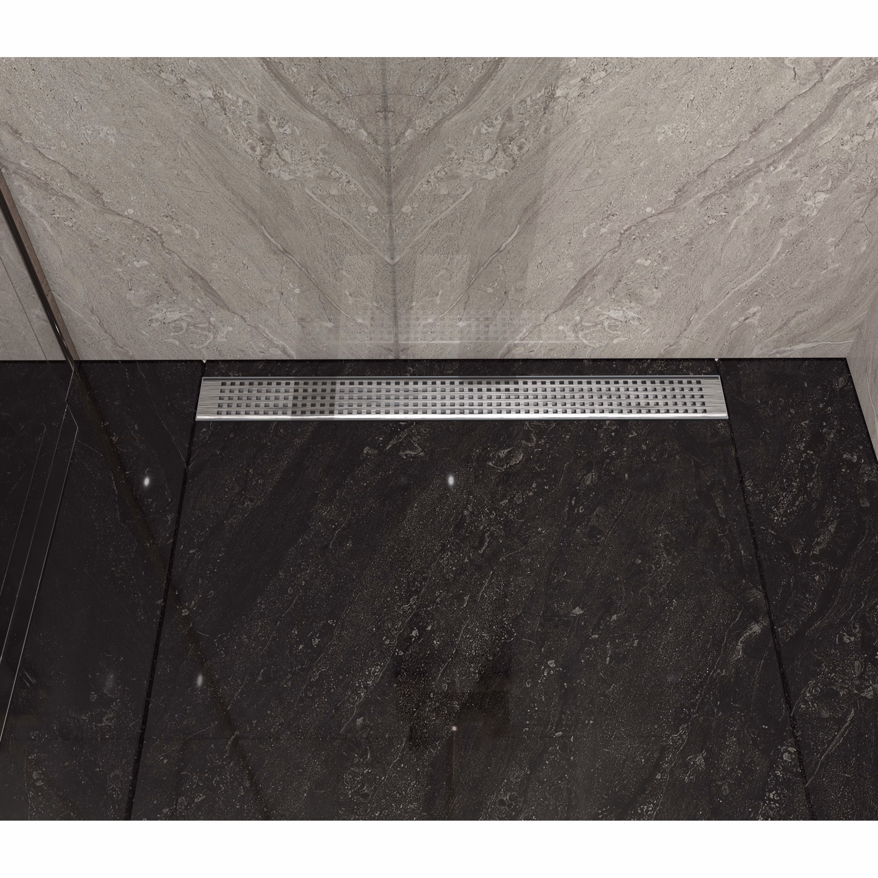 MERT 300mm Duschrinne mit Design-Edelstahlrost "Square"