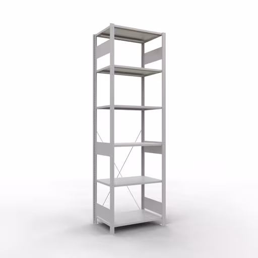 Étagère de base, étagère, système enfichable MULTIplus150, 2500 x 750 x 500 mm, 6 étagères, traverse, gris clair RAL 7035 de la marque Schulte Lagertechnik de la gamme de produits du système enfichable