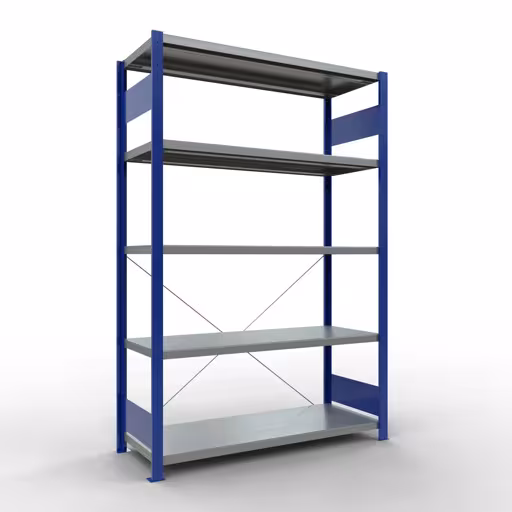 Figure n° 9 de l'article étagère de base, étagère, système enfichable MULTIplus250, 2000 x 1300 x 500 mm, 5 étagères, traverse, RAL 5010 bleu gentiane/galvanisé du groupe de produits système enfichable de Schulte Lagertechnik