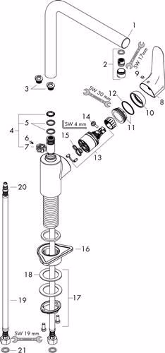 Hansgrohe Miscelatore monocomando per cucina 280 FOCUS DN 15, con bocca girevole cromo