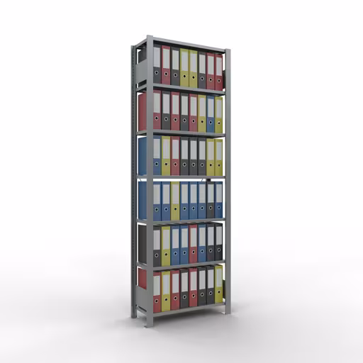 Produktbild Nr 13 des Artikels Grundregal, Büro-Fachbodenregal Stecksystem MULTIplus85, 2300 x 750 x 300 mm (HxBxT), 7 Fachböden, Kreuzstrebe, verzinkt, ohne Anschlagleiste Abbildung Nr 13 des Artikels Grundregal, Büro-Fachbodenregal Stecksystem MULTIplus85, 2300 x 750 x 300 mm (HxBxT), 7 Fachböden, Kreuzstrebe, verzinkt, ohne Anschlagleiste aus der Produktgruppe Büroregale von der Marke Schulte Lagertechnik