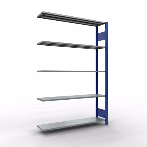 Immagine aggiuntiva dell'articolo Ripiano aggiuntivo, scaffale MULTIplus150 sistema a innesto, 2000 x 1300 x 300 mm (AxLxP), 5 ripiani, barra longitudinale, RAL 5010 blu genziana/zincato da ripiano aggiuntivo
