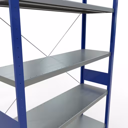 Étagère de base, étagère, système enfichable MULTIplus250, 3000 x 1300 x 400 mm, 7 étagères, RAL 5010 bleu gentiane/galvanisé de Schulte Lagertechnik de la gamme de produits du système enfichable