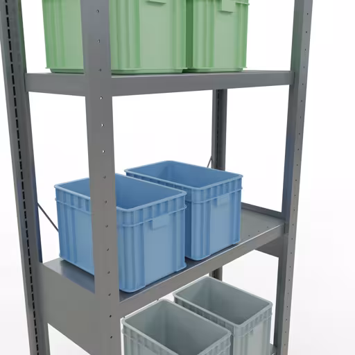 Image du produit n° 8 de l'article étagère de base, étagère système enfichable MULTIplus250, 2500 x 750 x 300 mm, 6 étagères, galvanisée de la gamme de produits système enfichable de la marque Schulte Lagertechnik