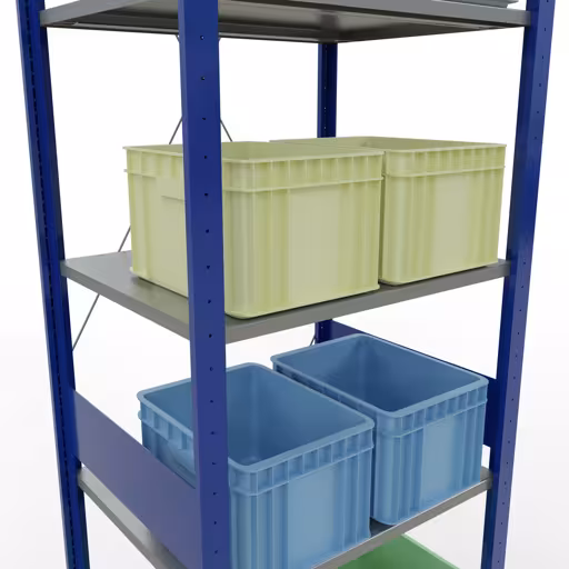 Immagine aggiuntiva dell'articolo Scaffale base, scaffale MULTIplus150 sistema a innesto, 3000 x 750 x 600 mm (AxLxP), 7 ripiani, traversa, RAL 5010 blu genziana/zincato/zincato da scaffale base