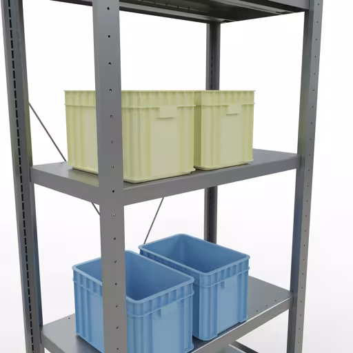 Une autre vue de l'article étagère de base, étagère à étagères, système enfichable MULTIplus250, 2000 x 750 x 400 mm, 5 étagères, galvanisé de la catégorie système enfichable