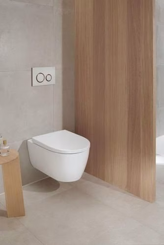 Geberit iCon Set WC sospeso con sedile WC, lavabo Rimfree, forma chiusa, profondità: 53 cm, bianco