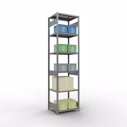 Immagine del prodotto n. 15 dell'articolo scaffale base, scaffale, sistema a innesto MULTIplus250, 3000 x 750 x 600 mm (AxLxP), 7 ripiani, barre longitudinali, zincato Figura n. 15 dell'articolo scaffale base, scaffale, sistema a innesto MULTIplus250, 3000 x 750 x 600 mm (AxLxP), 7 ripiani, barre longitudinali, zincato del gruppo di prodotti sistema a innesto della marca Schulte Lagertechnik