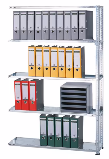 Scaffale aggiuntivo, scaffale per ufficio, sistema a vite MULTIplus85, 1800 x 1300 x 300 mm (AxLxP), 5 ripiani, zincato, senza barra di arresto di Schulte Lagertechnik Scaffale aggiuntivo, scaffale per ufficio, sistema a vite MULTIplus85, 1800 x 1300 x 300 mm (AxLxP), 5 ripiani, zincato, senza barra di arresto, sistema a vite, articolo n. 17127