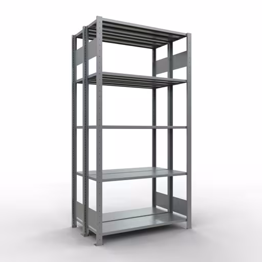 Étagère de base, étagère double, système d'étagères MULTIplus150, 2000 x 1000 x (2x300) mm (HxLxP), 2x5 étagères, barres de longueur, galvanisées de Schulte Lagertechnik Étagère de base, étagère double, système d'étagères MULTIplus150, 2000 x 1000 x (2x300) mm (HxLxP), 2x5 étagères, barres de longueur, galvanisées, étagères doubles, réf. 17830