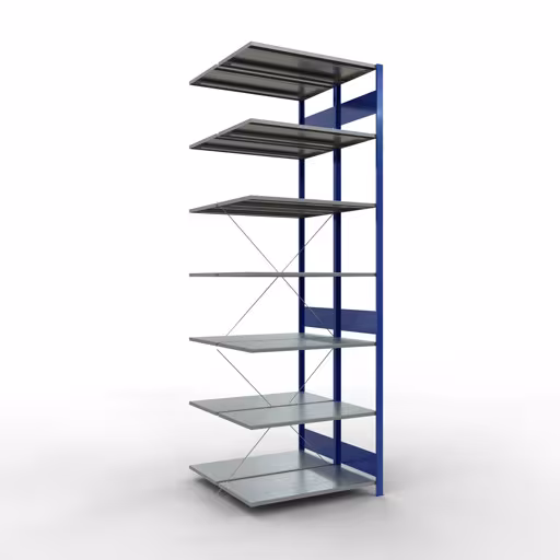 Immagine aggiuntiva dell'articolo Ripiano aggiuntivo, ripiano doppio, sistema di scaffali MULTIplus150, 3000 x 1000 x (2x1000) mm (AxLxP), 2x7 ripiani, traversa, RAL 5010 blu genziana da ripiani doppi