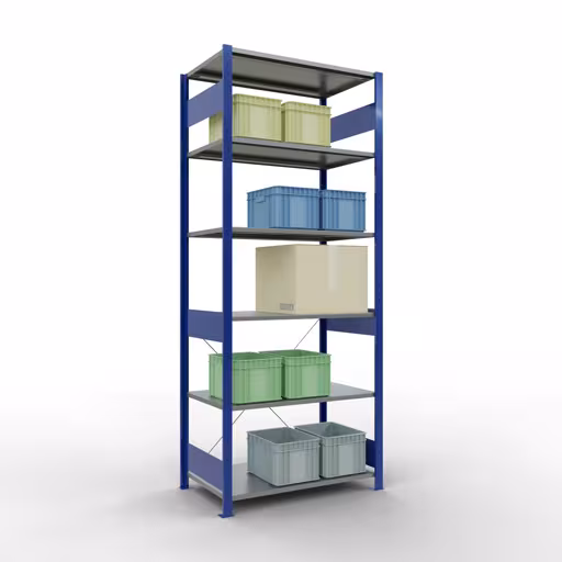 Figure n° 12 de l'article étagère de base, système d'étagères enfichables MULTIplus85, 2500 x 1000 x 600 mm, 6 étagères, traverse, RAL 5010 bleu gentiane du groupe de produits système enfichable de la marque Schulte Lagertechnik