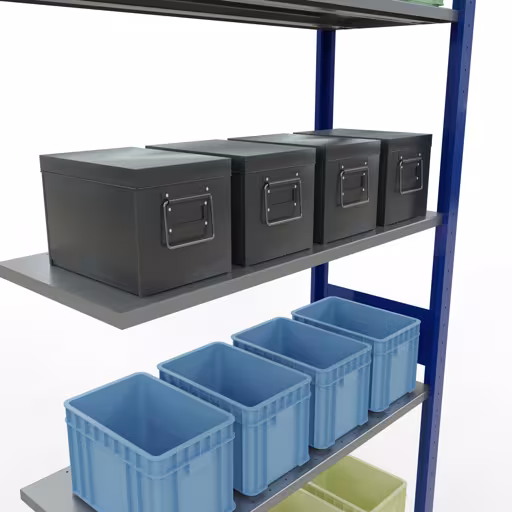 Figura n. 8 dell'articolo Scaffali componibili, sistema a innesto per ripiani MULTIplus85, 3000 x 1000 x 400 mm, 7 ripiani, RAL 5010 blu genziana del gruppo di prodotti Sistemi a innesto della marca Schulte Lagertechnik