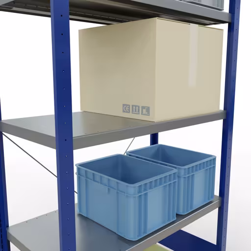 Image supplémentaire de l'article Étagère de base, étagère, système enfichable MULTIplus330, 2000 x 1000 x 500 mm, 5 étagères, traverse, RAL 5010 bleu gentiane/galvanisé à partir de l'étagère de base
