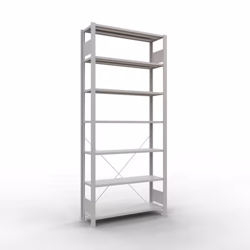 Scaffale Basic, scaffale per ufficio, sistema a innesto MULTIplus85, 2300 x 1000 x 300 mm (AxLxP), 7 ripiani, traversa, senza barra di arresto, grigio chiaro di Schulte Lagertechnik Scaffale Basic, scaffale per ufficio, sistema a innesto MULTIplus85, 2300 x 1000 x 300 mm (AxLxP), 7 ripiani, traversa, senza barra di arresto, grigio chiaro, sistema a innesto, articolo n. 36031