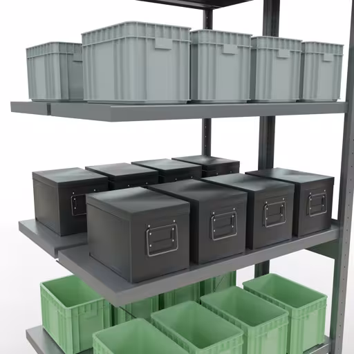 Rayonnage supplémentaire, rayonnage double, système d'étagères MULTIplus250, 2500 x 1000 x (2x400) mm, 2x6 rayons, traverse, galvanisé avec GTIN 4004514286109 Rayonnage supplémentaire, rayonnage double, système d'étagères MULTIplus250, 2500 x 1000 x (2x400) mm, 2x6 rayons, traverse, galvanisé de Schulte Lagertechnik avec le numéro d'article. 14246-A