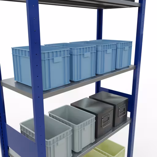 Étagère de base, étagère, système enfichable MULTIplus150, 3000 x 1000 x 400 mm, 7 étagères, RAL 5010 bleu gentiane/galvanisé de Schulte Lagertechnik de la catégorie système enfichable