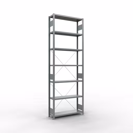 Scaffale base, scaffale, sistema a innesto MULTIplus250, 3000 x 1000 x 300 mm (AxLxP), 7 ripiani, traversa, zincato di Schulte Lagertechnik con l'articolo n. 12932