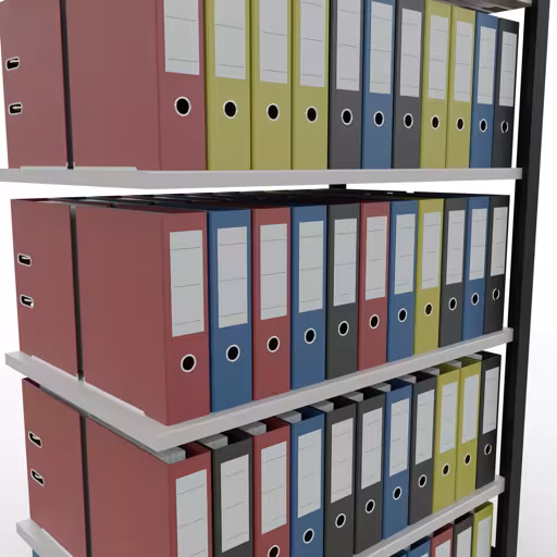 Représentation supplémentaire de l'article, étagère de bureau, système enfichable MULTIplus150, 2000 x 1000 x 600 mm, 6 tablettes, barres longitudinales, noir/gris clair du système enfichable